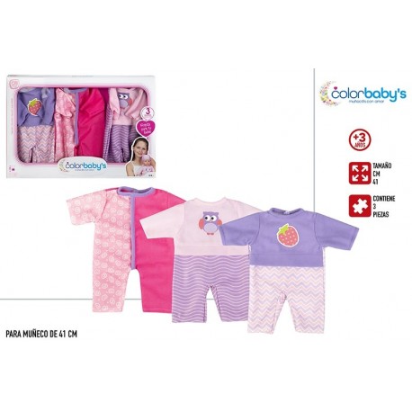 Set 3 trajes bebé 41 cm colorbaby (46534)